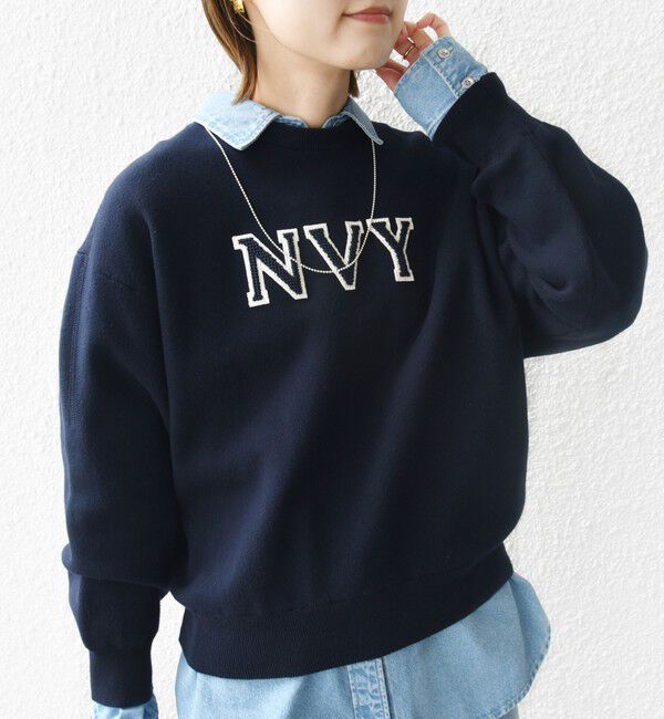 SHIPS for women「〈手洗い可能〉ロゴ ワッペン ロング スリーブ プルオーバー」|ニット・セーター|