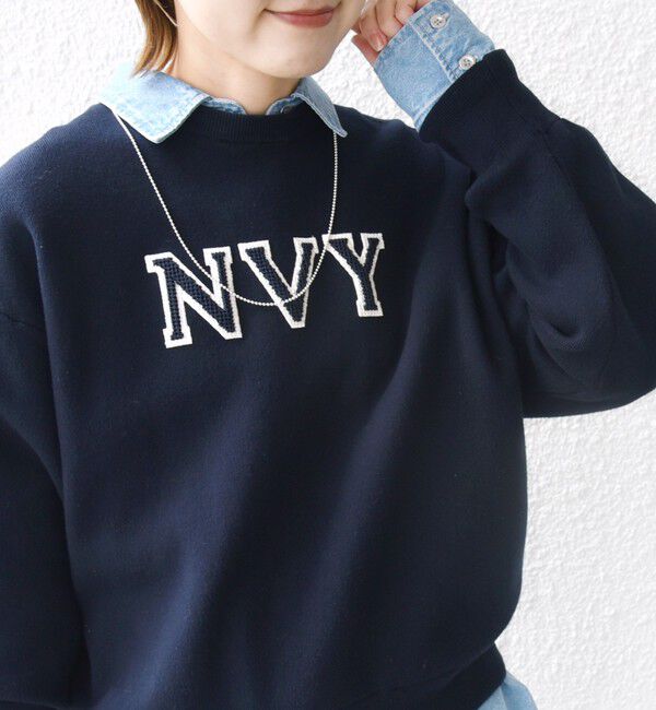 SHIPS for women「〈手洗い可能〉ロゴ ワッペン ロング スリーブ プルオーバー」|ニット・セーター|