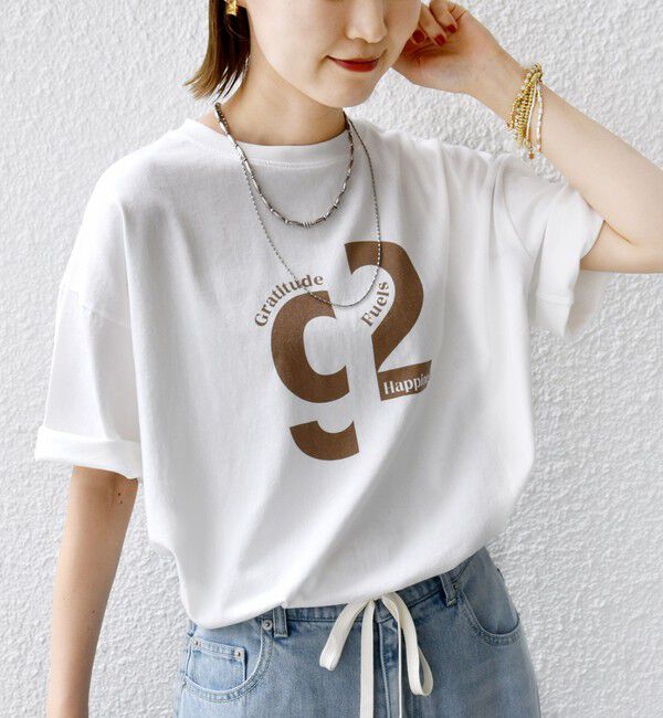 SHIPS for women「【SHIPS別注】81BRANCA:ロゴ 5分袖 TEE」|Tシャツ・カットソー|