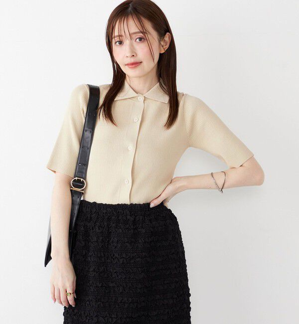 SHIPS Colors 「SHIPS Colors:〈手洗い可能〉リブ ショートスリーブ ニット ポロ」|ニット・セーター|