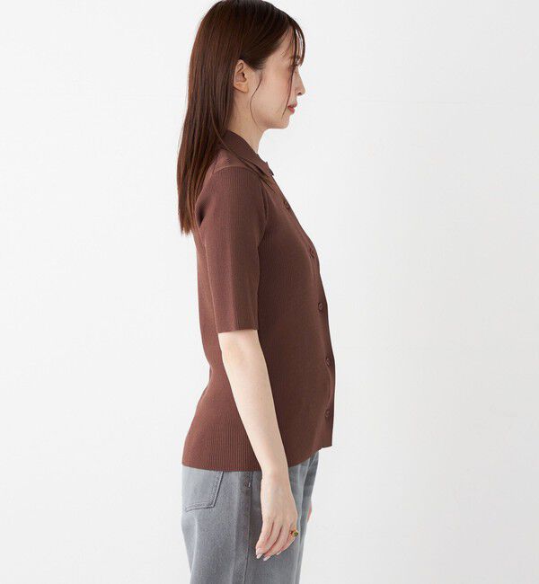 SHIPS Colors 「SHIPS Colors:〈手洗い可能〉リブ ショートスリーブ ニット ポロ」|ニット・セーター|