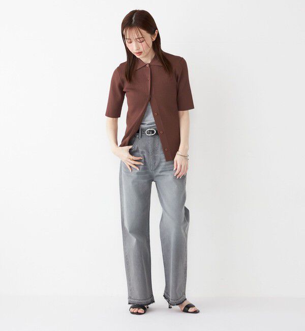 SHIPS Colors 「SHIPS Colors:〈手洗い可能〉リブ ショートスリーブ ニット ポロ」|ニット・セーター|