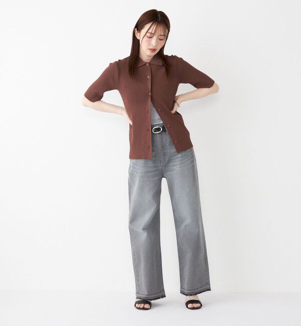 SHIPS Colors 「SHIPS Colors:〈手洗い可能〉リブ ショートスリーブ ニット ポロ」|ニット・セーター|