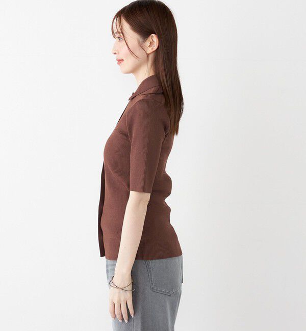 SHIPS Colors 「SHIPS Colors:〈手洗い可能〉リブ ショートスリーブ ニット ポロ」|ニット・セーター|