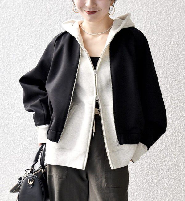 SHIPS any「SHIPS any:〈洗濯機可能〉ジャージー ギャザー コンパクト ブルゾン」|ブルゾン・スタジャン|