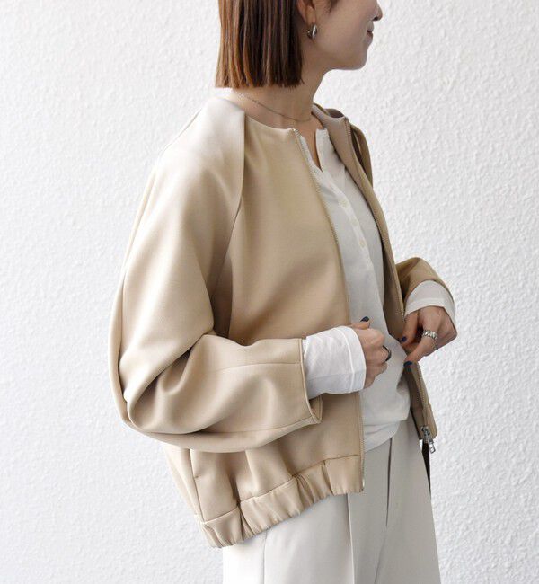 SHIPS any「SHIPS any:〈洗濯機可能〉ジャージー ギャザー コンパクト ブルゾン」|ブルゾン・スタジャン|