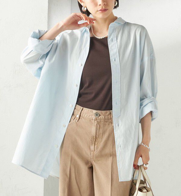 SHIPS for women「TICCA:〈手洗い可能〉スクエア ビック シャツ uni」|シャツ・ブラウス|ライトブルー