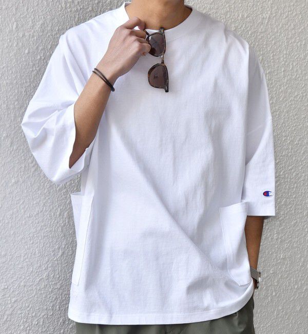 SHIPS any「【SHIPS any別注】Champion: ロゴ刺繍 ドルマン キャンプポケット Tシャツ◇」|Tシャツ・カットソー|