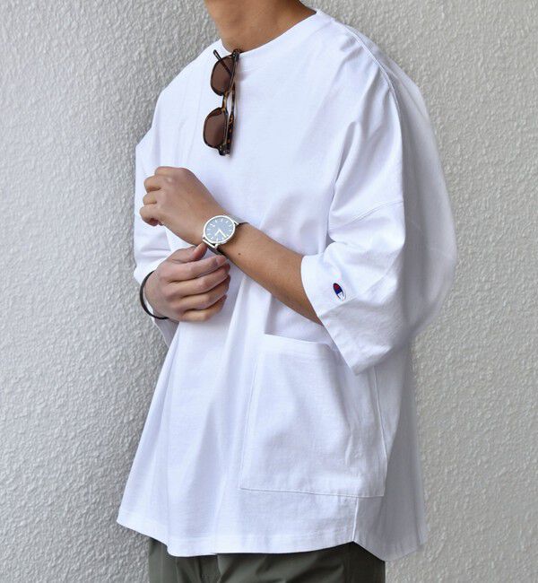 SHIPS any「【SHIPS any別注】Champion: ロゴ刺繍 ドルマン キャンプポケット Tシャツ◇」|Tシャツ・カットソー|