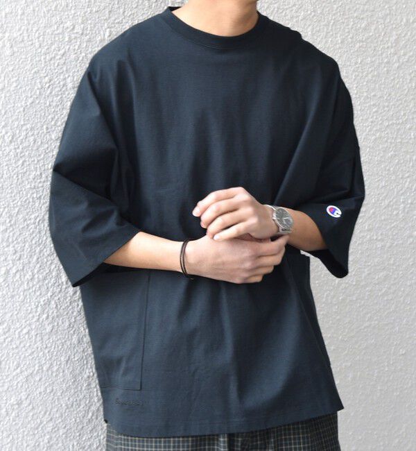 SHIPS any「【SHIPS any別注】Champion: ロゴ刺繍 ドルマン キャンプポケット Tシャツ◇」|Tシャツ・カットソー|
