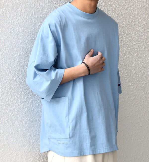 SHIPS any「【SHIPS any別注】Champion: ロゴ刺繍 ドルマン キャンプポケット Tシャツ◇」|Tシャツ・カットソー|