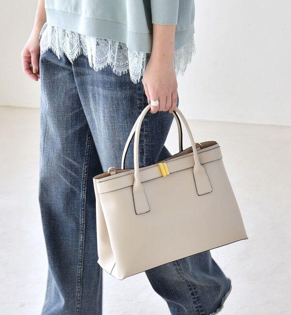 quaranciel「quaranciel: バックル 2way トート バッグ（A4対応）」|トートバッグ|ナチュラル