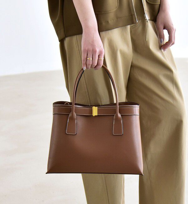 quaranciel「quaranciel: バックル 2way トート バッグ（A4対応）」|トートバッグ|キャメル
