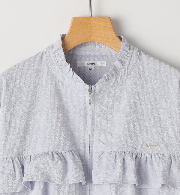SHIPS KIDS「SHIPS KIDS:140～150cm / 〈UVカット〉ドライタッチ フリル ライト ブルゾン」|ブルゾン・スタジャン|