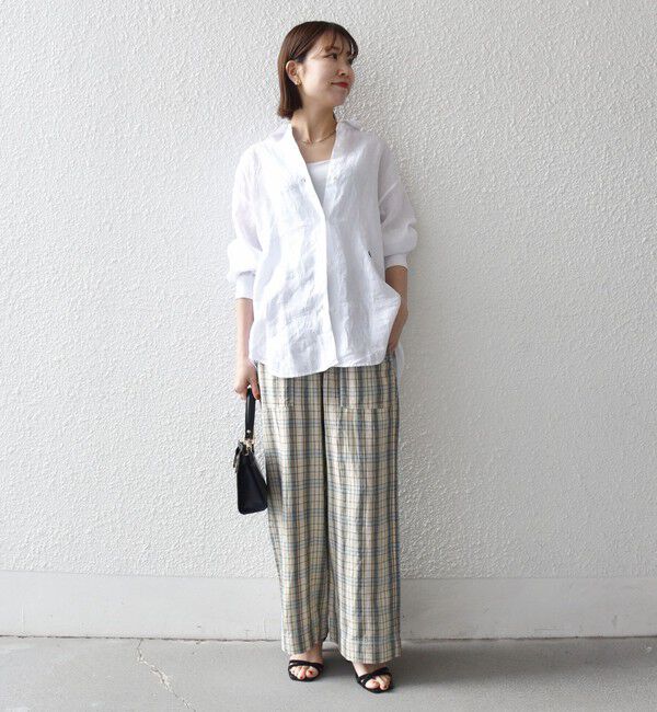 SHIPS any「SHIPS any:〈洗濯機可能〉リネン ミックス イージー ベイカー パンツ（チェック）」|その他|