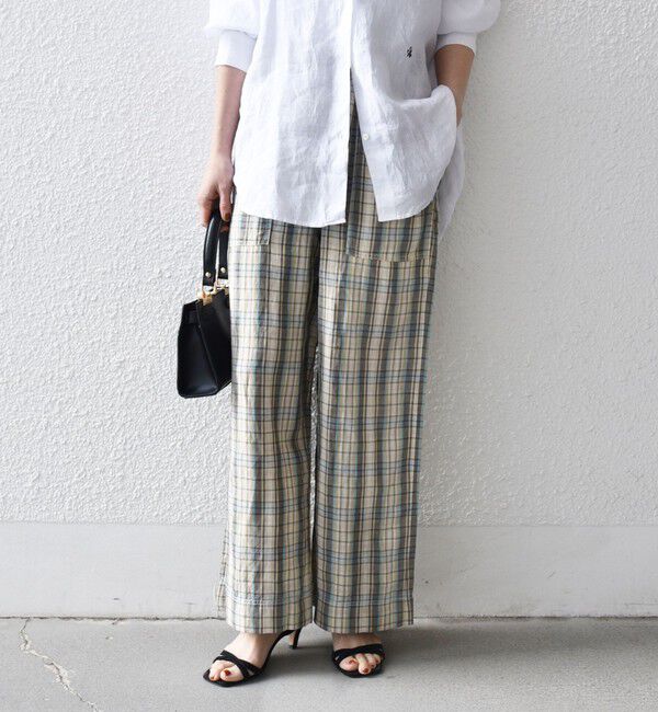 SHIPS any「SHIPS any:〈洗濯機可能〉リネン ミックス イージー ベイカー パンツ（チェック）」|その他|