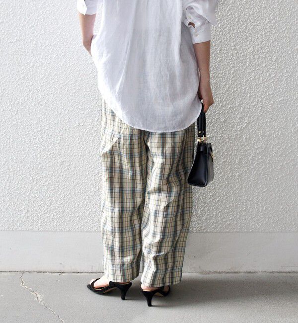 SHIPS any「SHIPS any:〈洗濯機可能〉リネン ミックス イージー ベイカー パンツ（チェック）」|その他|