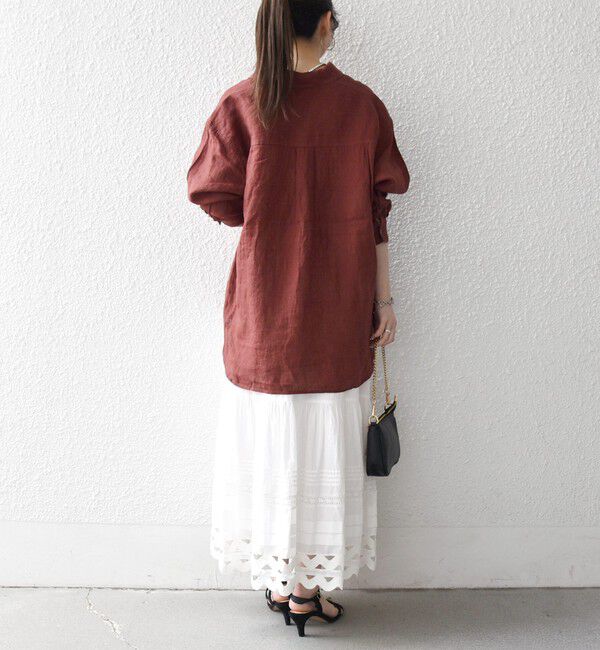 SHIPS any「SHIPS any:〈洗濯機可能〉リネン 刺繍 レギュラー ルーズ シャツ」|シャツ・ブラウス|