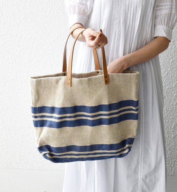 SHIPS any「《予約》TARANGO: ライン デザイン ジュート ビッグ トート（A4対応）」|トートバッグ|