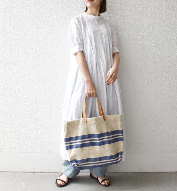 SHIPS any「《予約》TARANGO: ライン デザイン ジュート ビッグ トート（A4対応）」|トートバッグ|