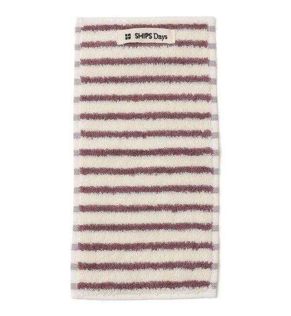 SHIPS Days「SHIPS Days:ボーダー ハーフ サイズ タオル」|ハンカチ|ワイン