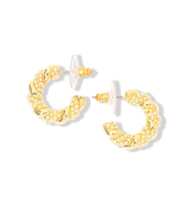 TOMORROWLAND GOODS「Kenneth Jay Lane Pearl Pave Hoops ピアス」|ピアス|92 ゴールド系