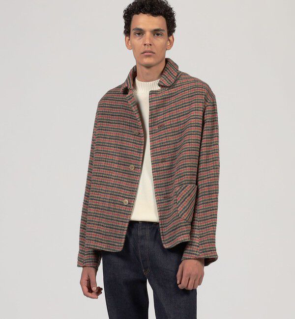 TOMORROWLAND MENS「シルクガンクラブチェック ショートブルゾン」|ブルゾン・スタジャン|