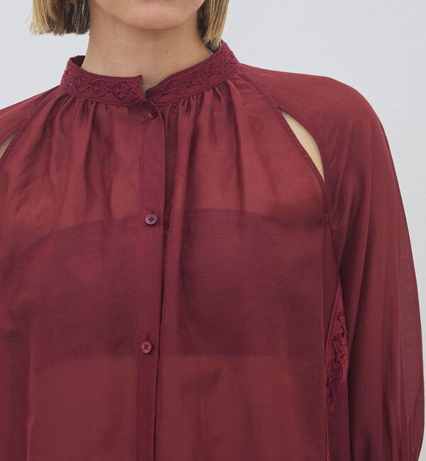 DES PRES「【WEB先行予約】コットンシルクローン ラグランスリットブラウス」|シャツ・ブラウス|