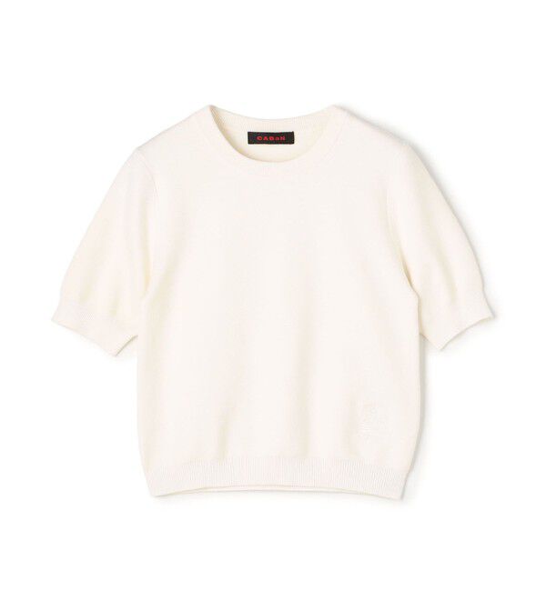 CABaN「コットンカシミヤ クルーネックハーフスリーブプルオーバー」|ニット・セーター|
