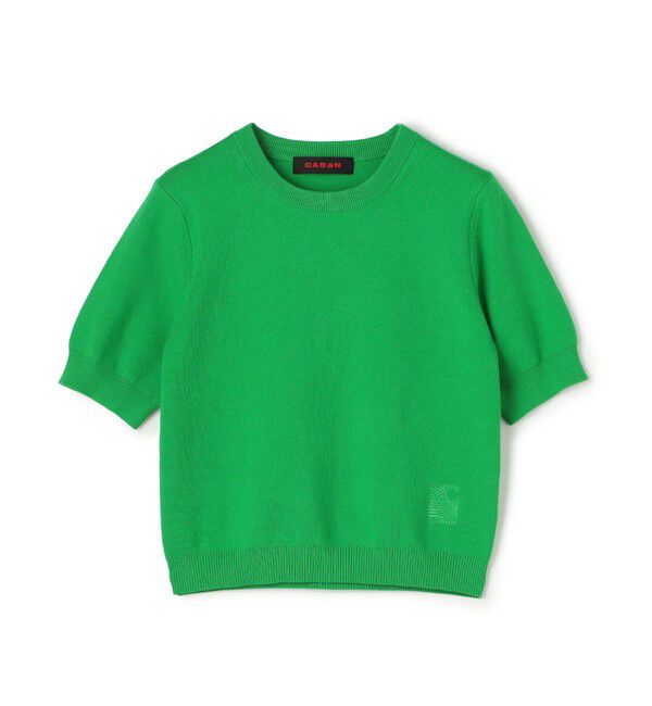CABaN「コットンカシミヤ クルーネックハーフスリーブプルオーバー」|ニット・セーター|55 グリーン