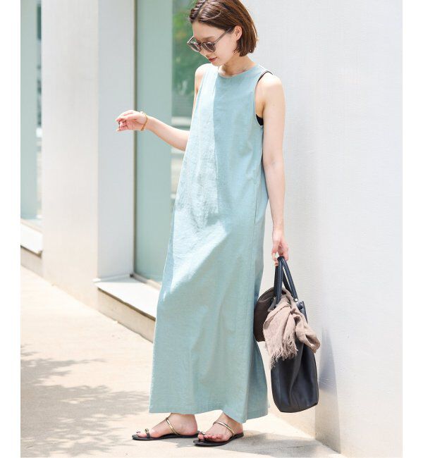 SLOBE IENA「リネンレーヨンノースリーブナローワンピース」|ワンピース|サックスブルー