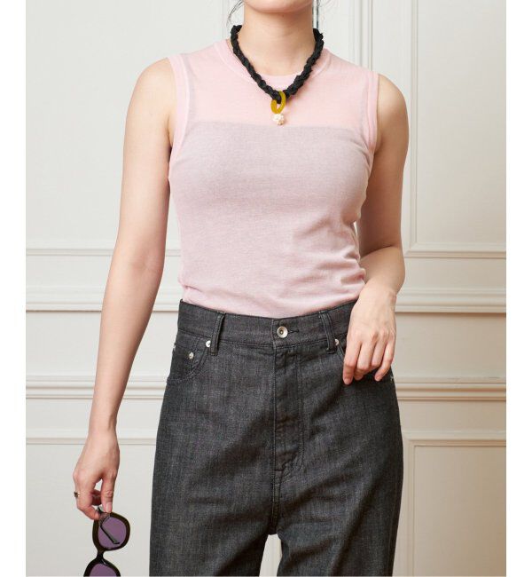 IENA LA BOUCLE「《追加》IENA LA BOUCLE 水撚りガスフライスノースリーブ」|Tシャツ・カットソー|ピンク