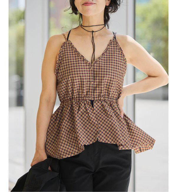 IENA LA BOUCLE「IENA LA BOUCLE C/Pポプリンチェックキャミソール」|キャミソール|