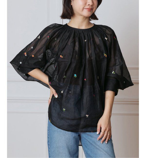 IENA LA BOUCLE「IENA LA BOUCLE フラワー刺繍ボレロブラウス」|シャツ・ブラウス|