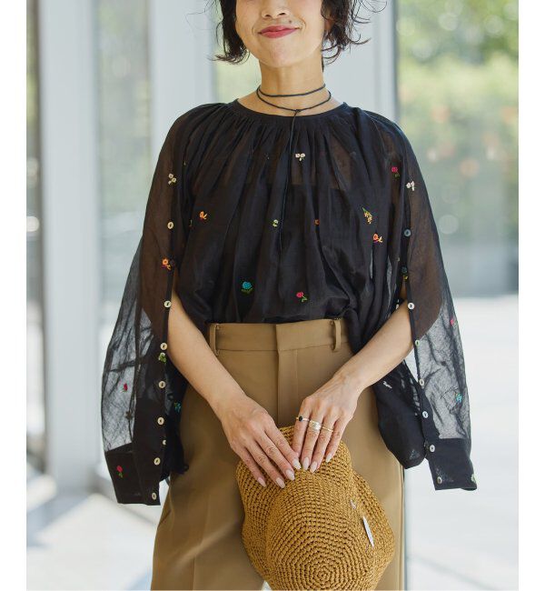 IENA LA BOUCLE「IENA LA BOUCLE フラワー刺繍ボレロブラウス」|シャツ・ブラウス|