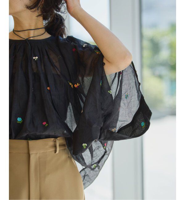IENA LA BOUCLE「IENA LA BOUCLE フラワー刺繍ボレロブラウス」|シャツ・ブラウス|