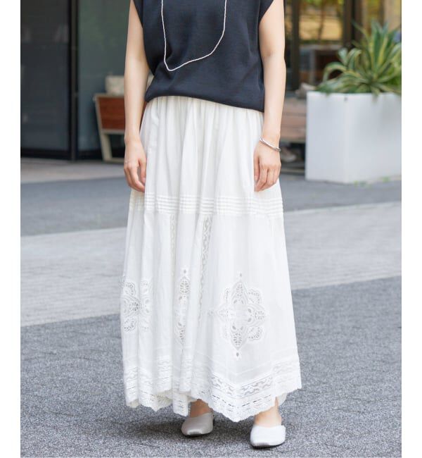 IENA「《WEB限定/追加》コットンレーススカート」|スカート|