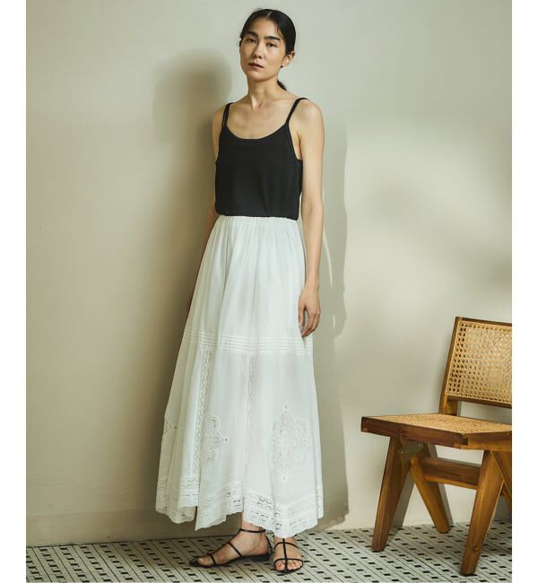 IENA「《WEB限定/追加》コットンレーススカート」|スカート|