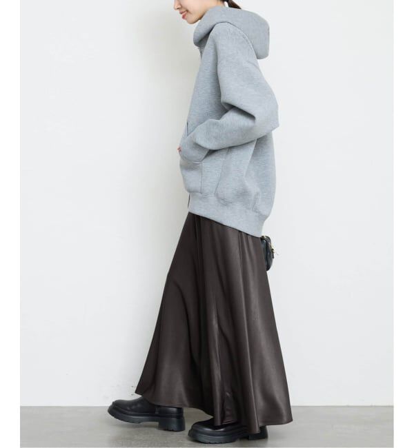 SLOBE IENA「《WEB限定カラー有り/追加》グロッシーサテンフレアスカート」|スカート|