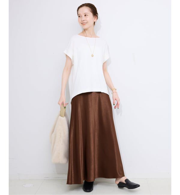 SLOBE IENA「《WEB限定カラー有り/追加》グロッシーサテンフレアスカート」|スカート|