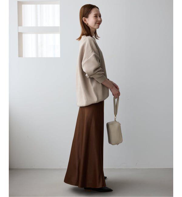 SLOBE IENA「《WEB限定カラー有り/追加》グロッシーサテンフレアスカート」|スカート|