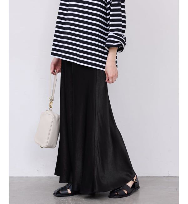 SLOBE IENA「《WEB限定カラー有り/追加》グロッシーサテンフレアスカート」|スカート|