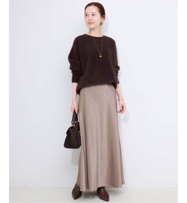 SLOBE IENA「《WEB限定カラー有り/追加》グロッシーサテンフレアスカート」|スカート|