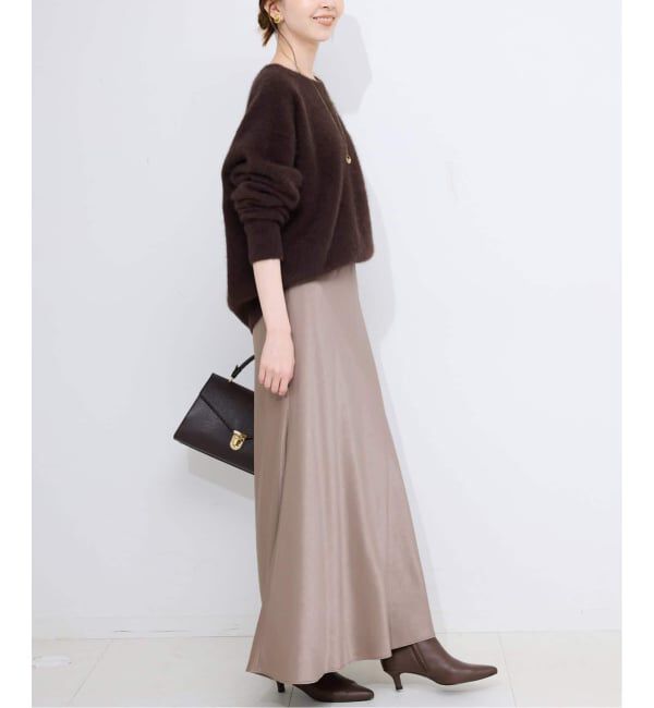 SLOBE IENA「《WEB限定カラー有り/追加》グロッシーサテンフレアスカート」|スカート|