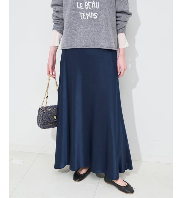 SLOBE IENA「《WEB限定カラー有り/追加》グロッシーサテンフレアスカート」|スカート|