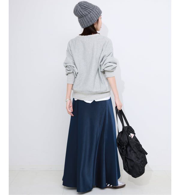 SLOBE IENA「《WEB限定カラー有り/追加》グロッシーサテンフレアスカート」|スカート|