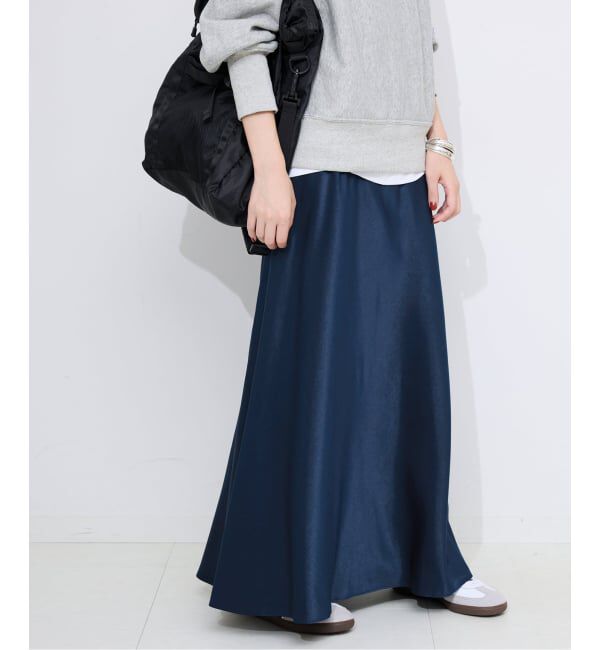 SLOBE IENA「《WEB限定カラー有り/追加》グロッシーサテンフレアスカート」|スカート|