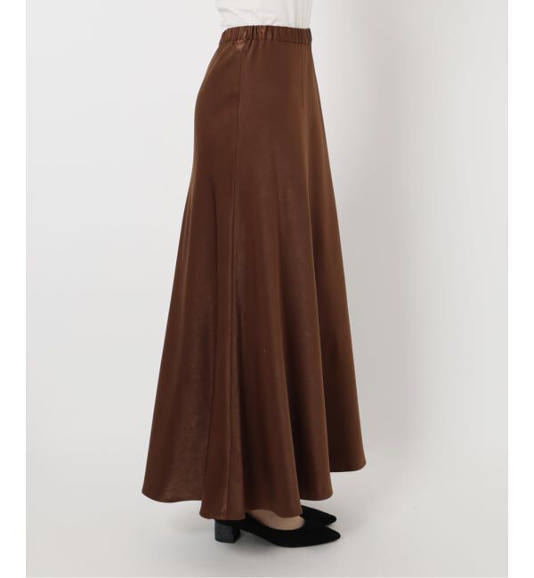 SLOBE IENA「《WEB限定カラー有り/追加》グロッシーサテンフレアスカート」|スカート|