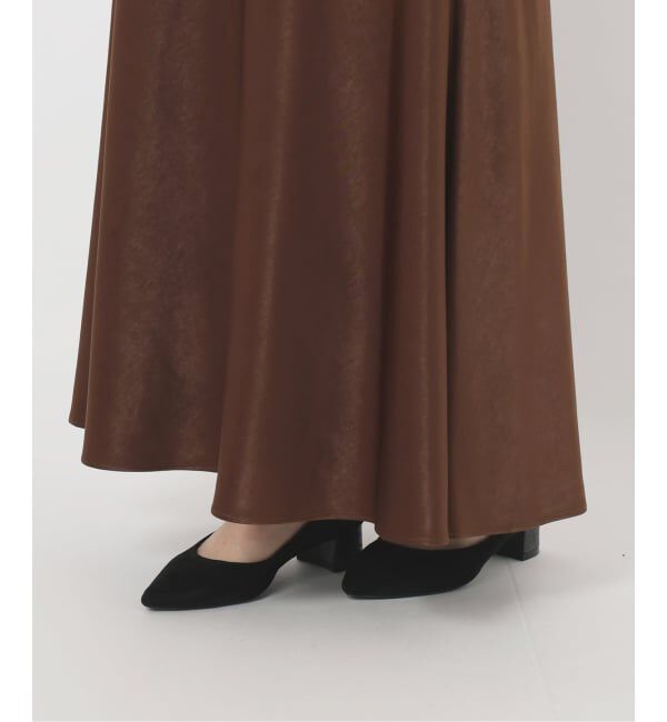 SLOBE IENA「《WEB限定カラー有り/追加》グロッシーサテンフレアスカート」|スカート|