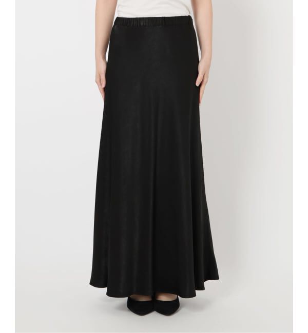 SLOBE IENA「《WEB限定カラー有り/追加》グロッシーサテンフレアスカート」|スカート|